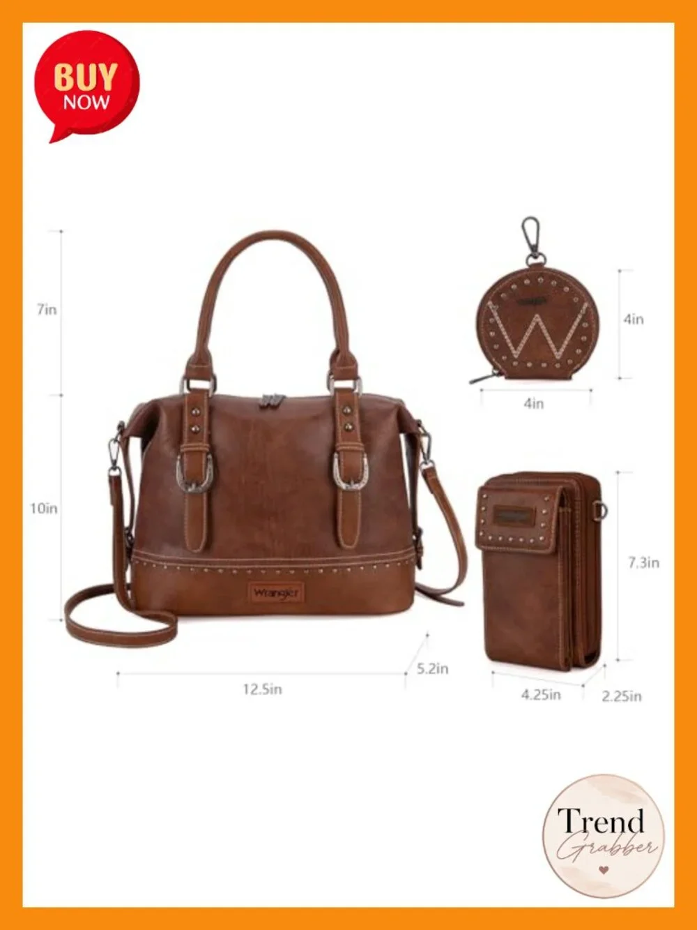 Faux Leather Doctor Bag Set Top-Handle Satchel w/ Cell Phone Bag Coin Purse